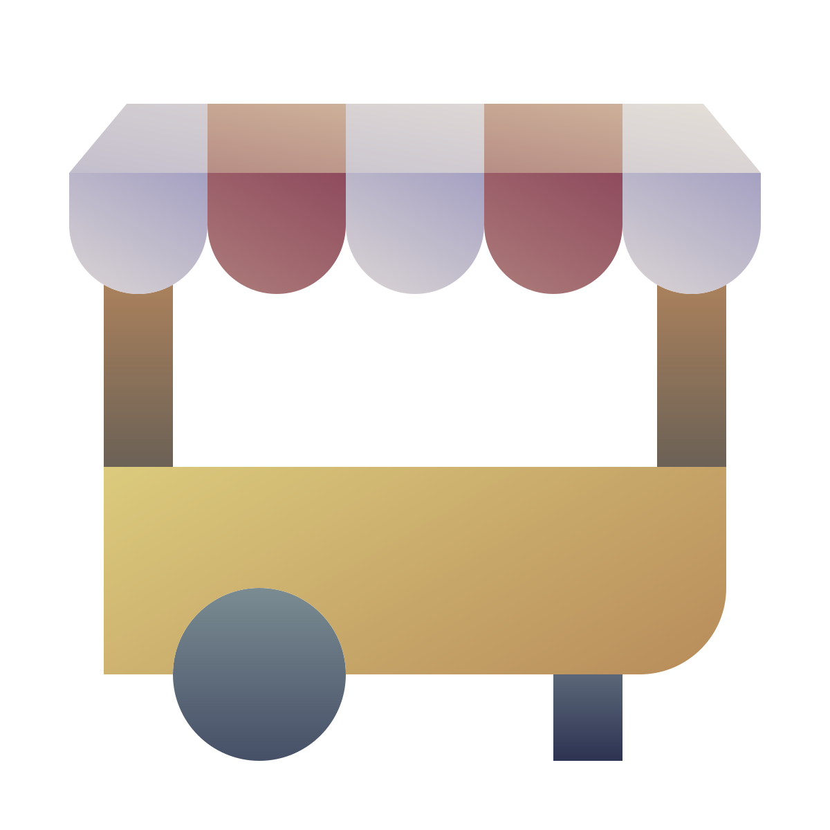 deco color style food cart icon