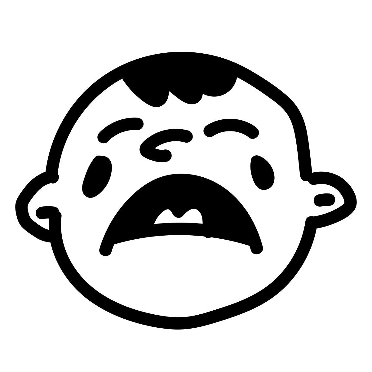 doodle line style 哭泣的婴儿 icon