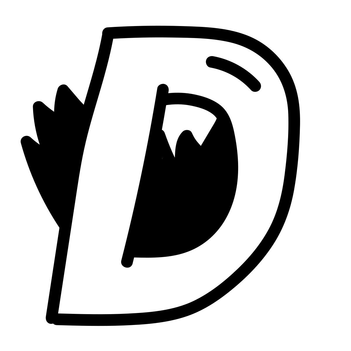doodle line style d icon