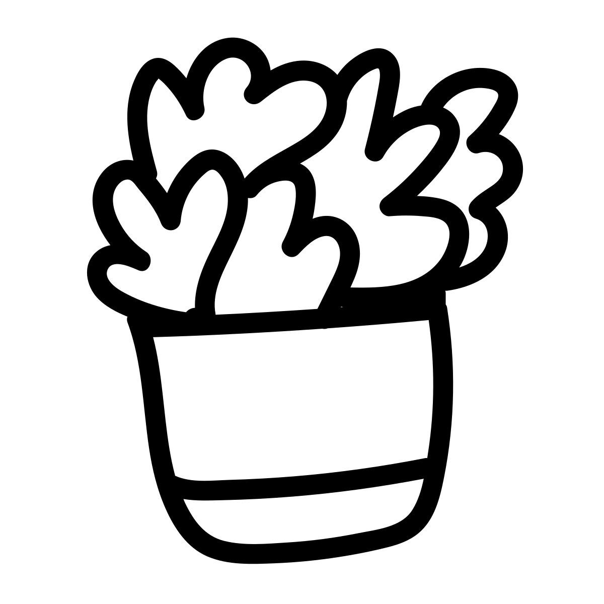 doodle line style plante en pot icon