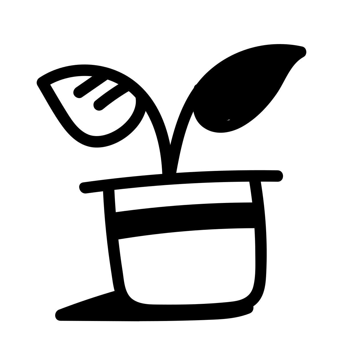 doodle line style plante en pot icon