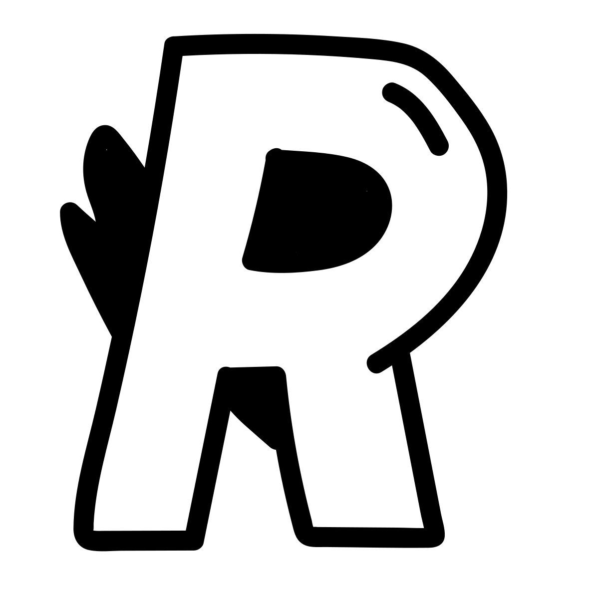 doodle line style r icon