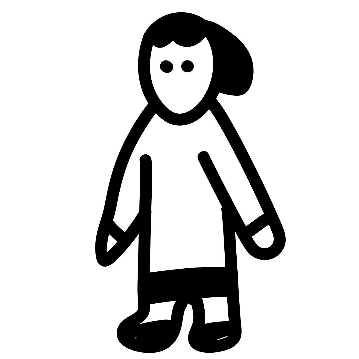 doodle line style donna in piedi icon