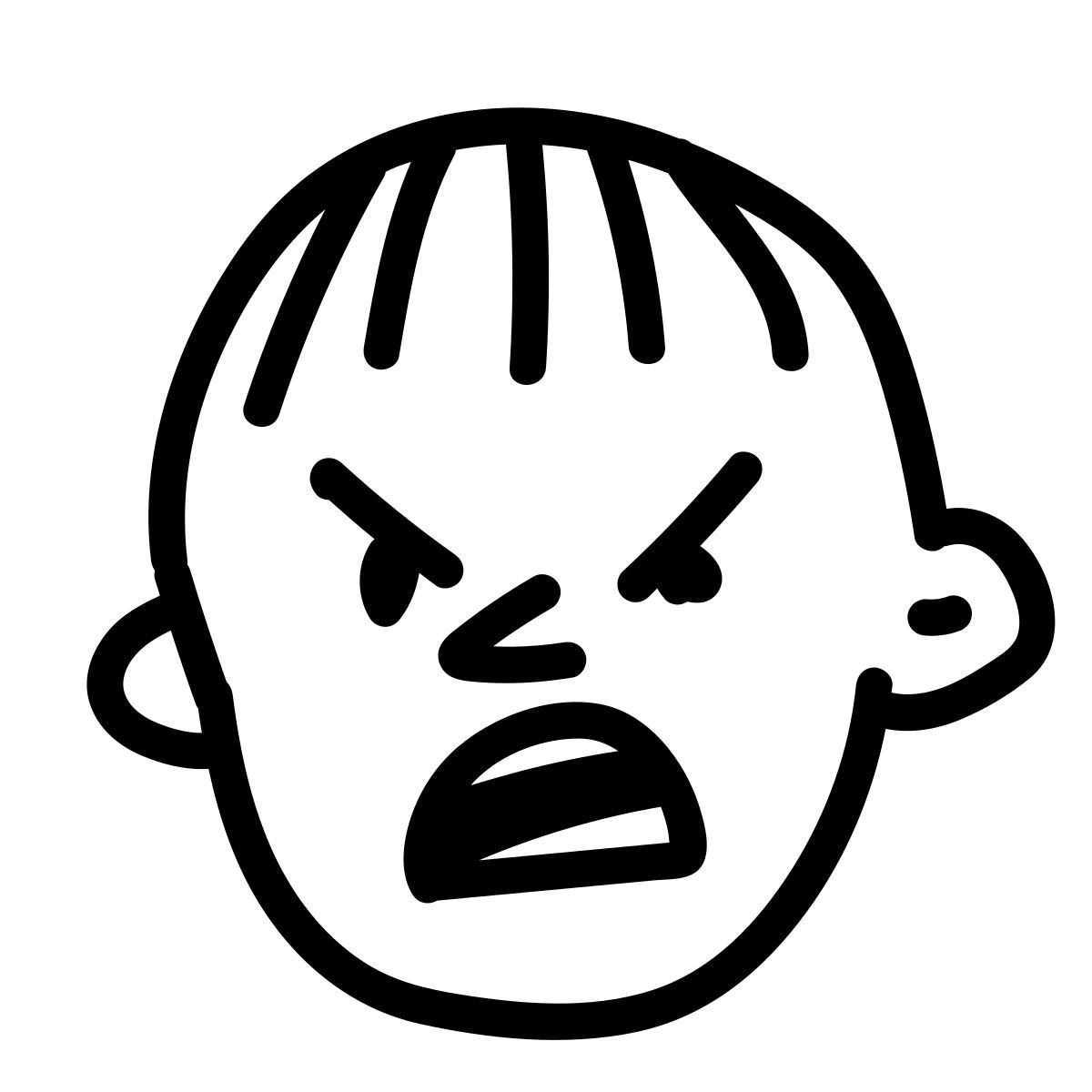 doodle line style homme en colère icon