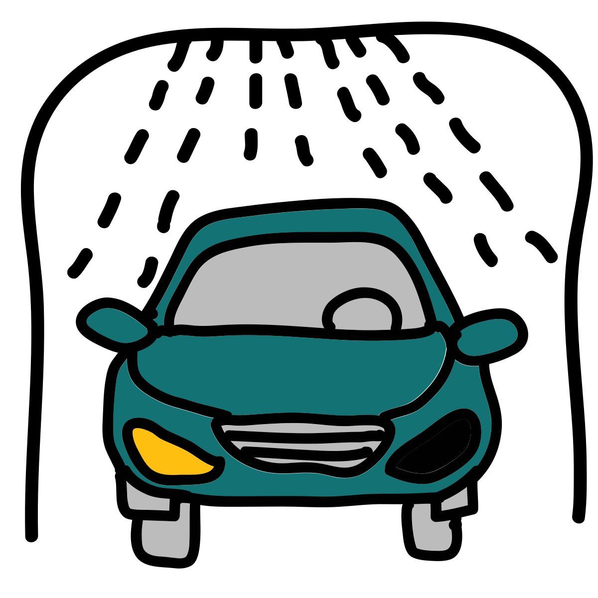 doodle style automatic car wash icon