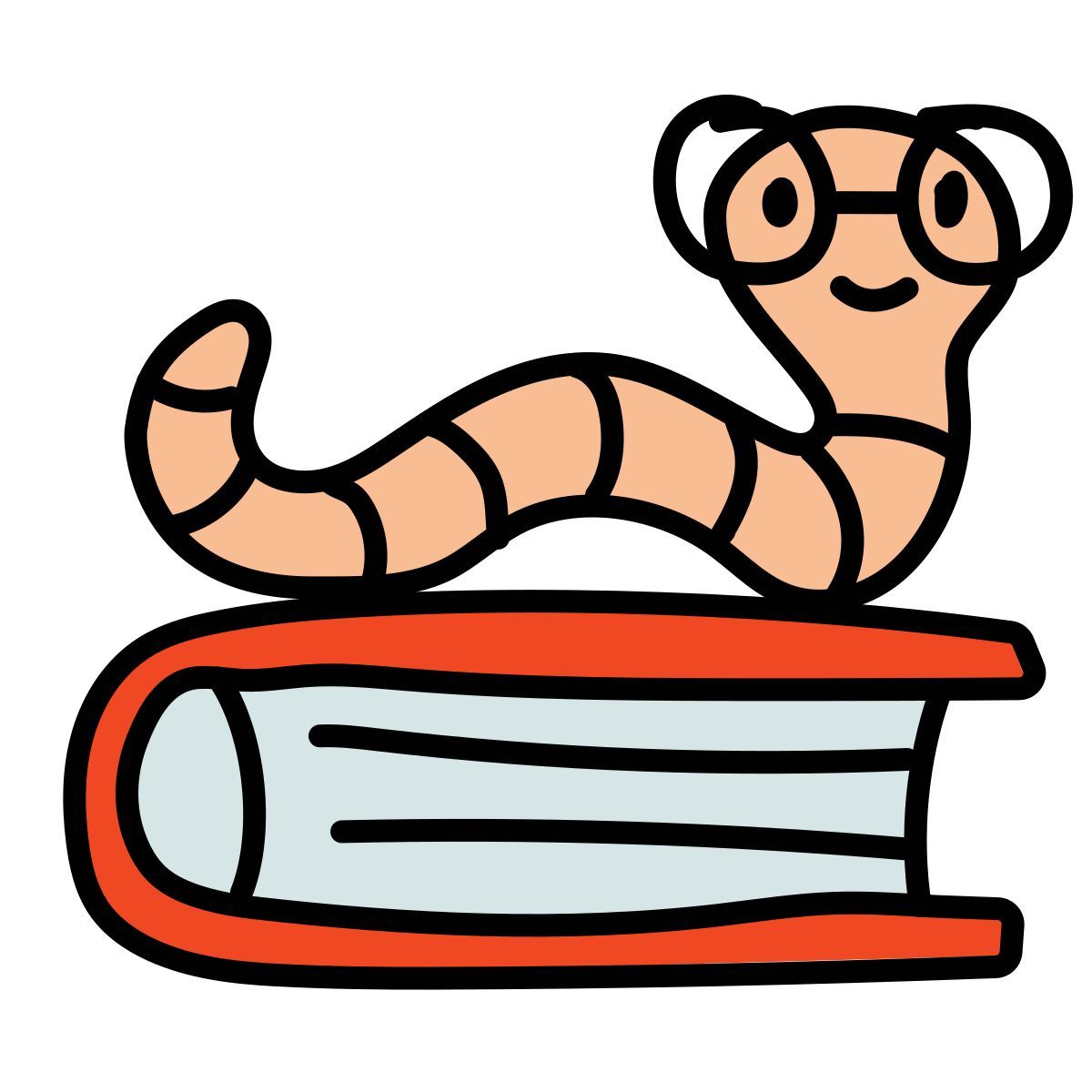doodle style bookworm icon