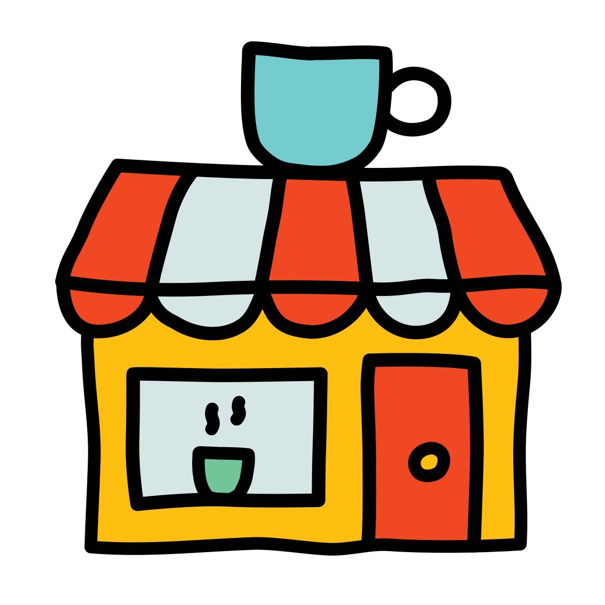 doodle style bâtiment de café icon