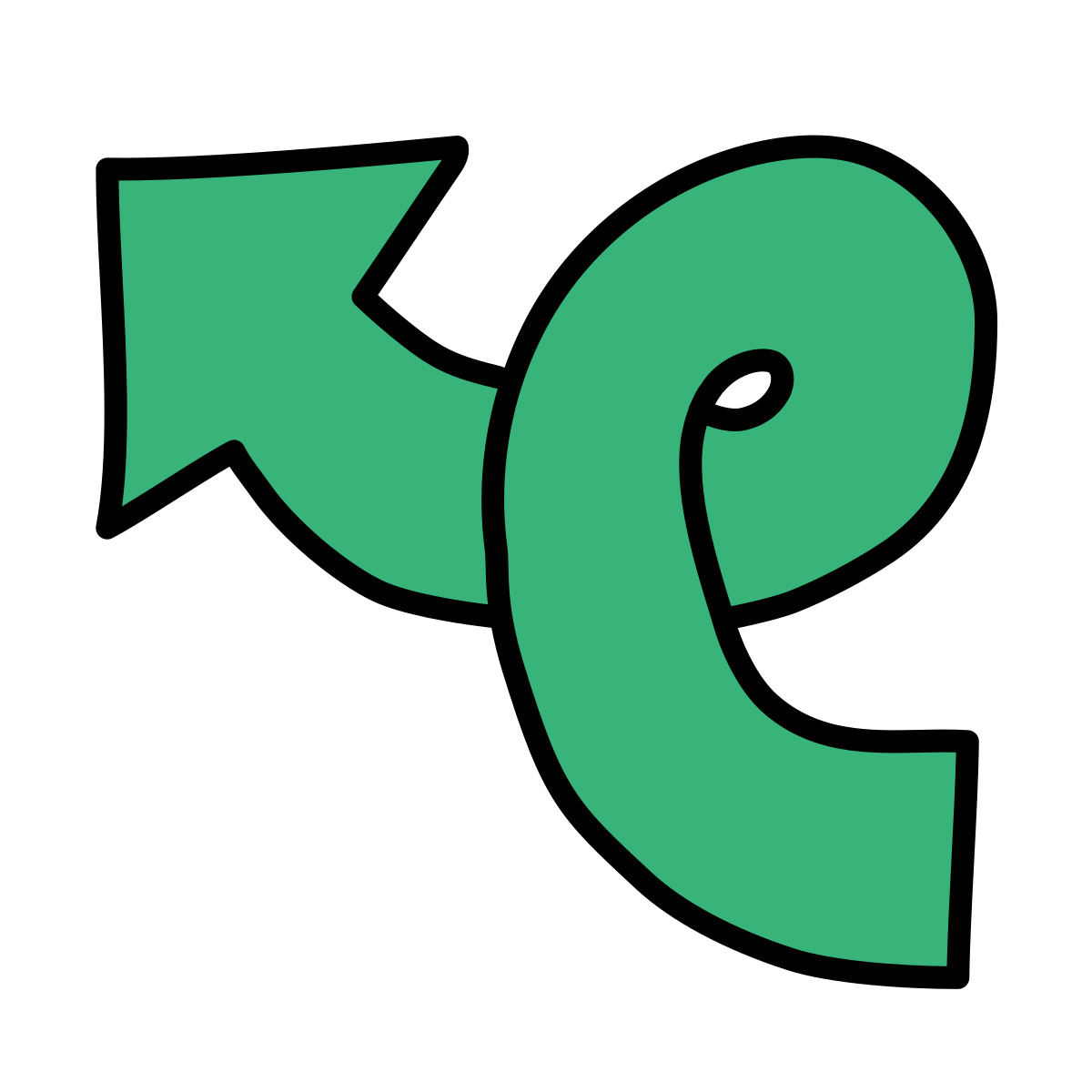doodle style curly arrow icon