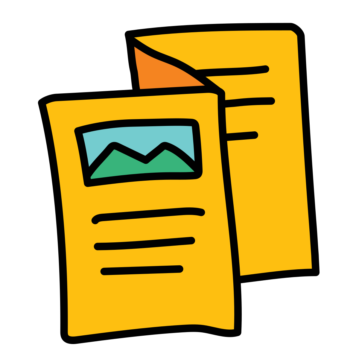 doodle style folded booklet icon