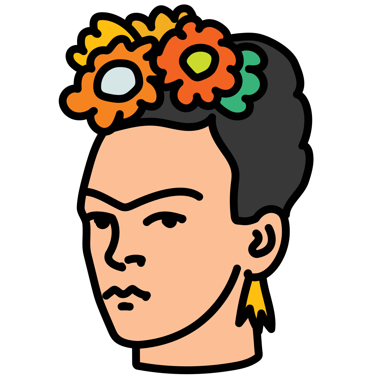 doodle style frida kahlo icon