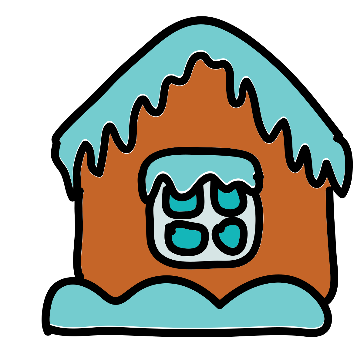 doodle style gingerbread house icon