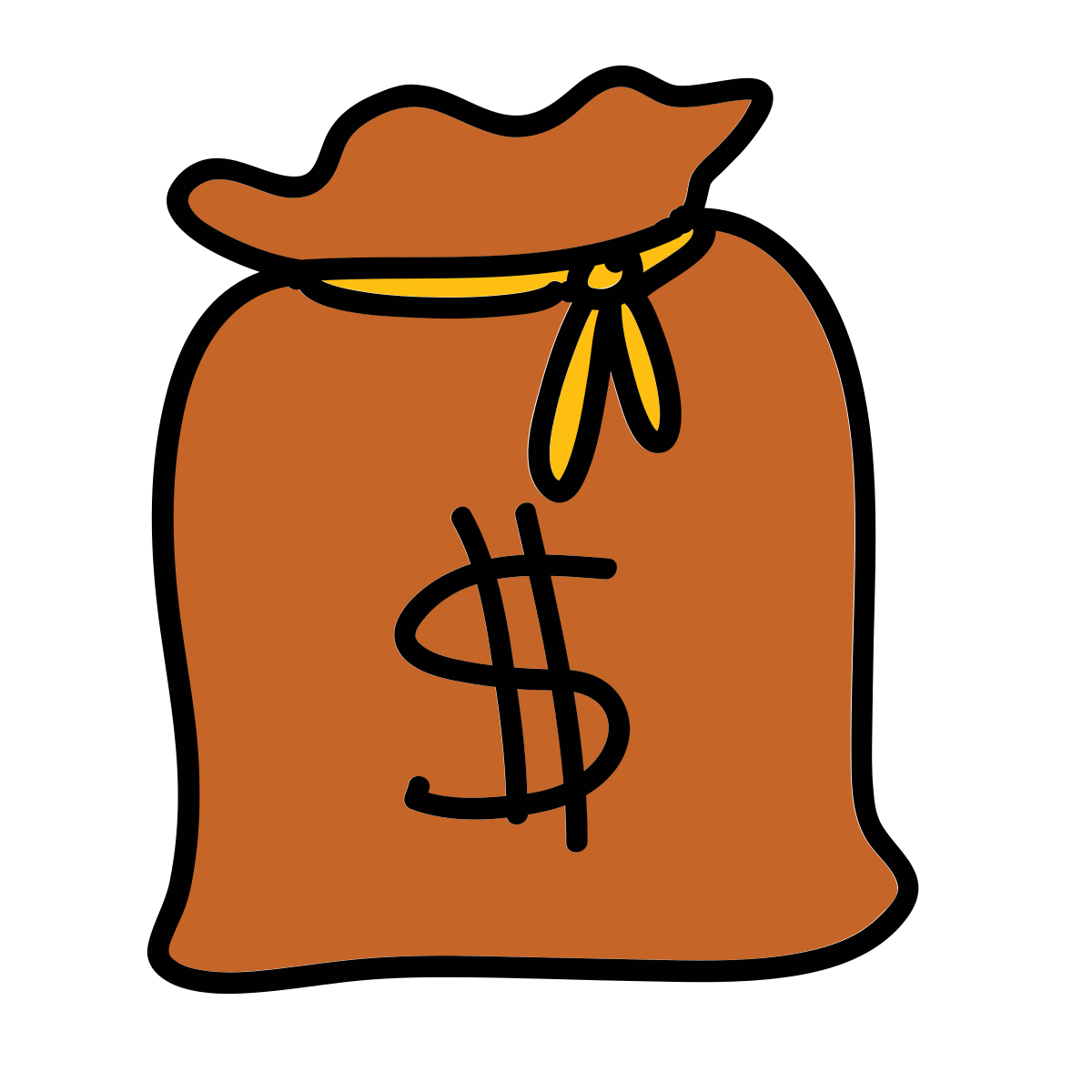 doodle style money bag icon