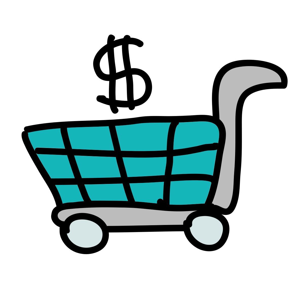 doodle style shopping cart icon
