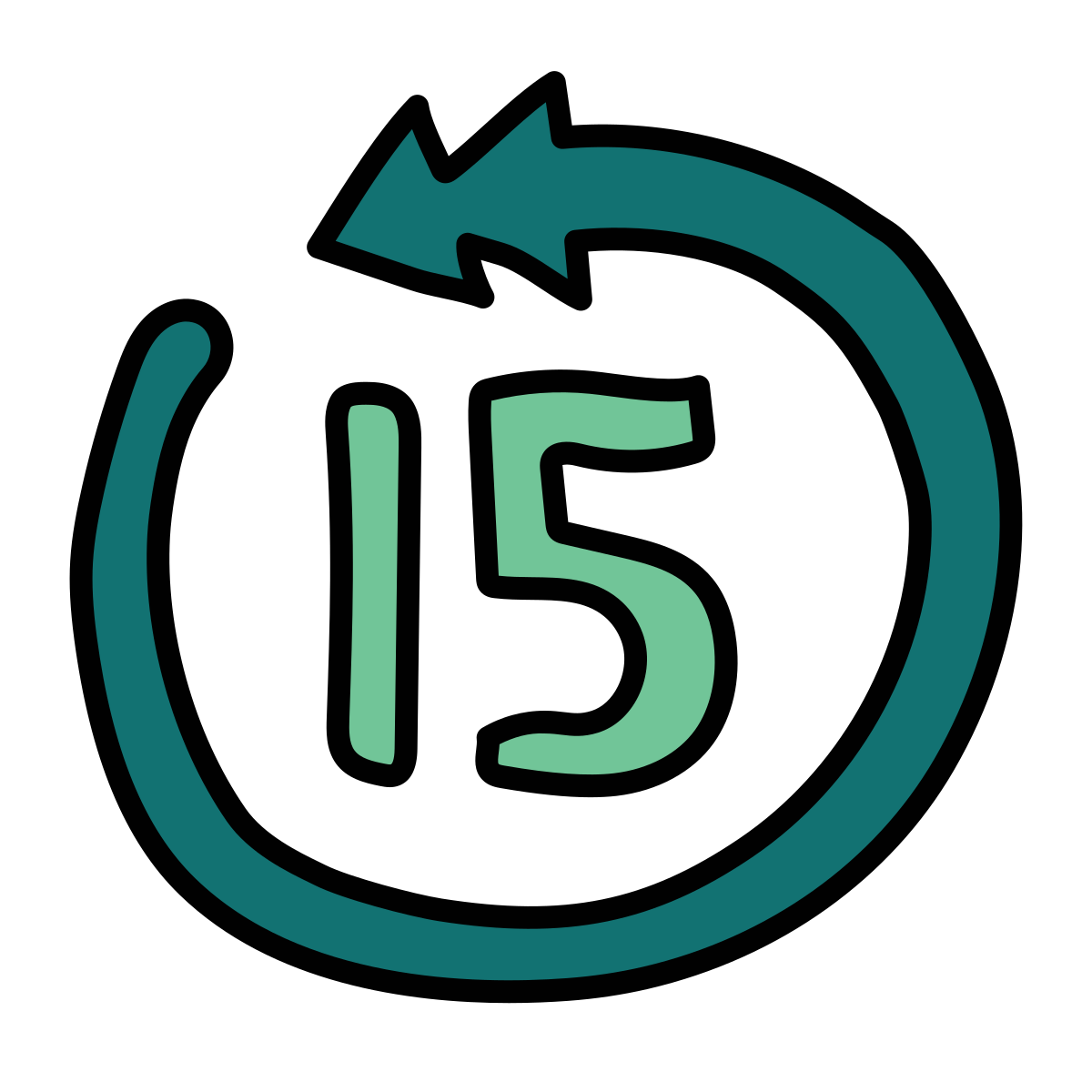 doodle style skip 15 seconds back icon