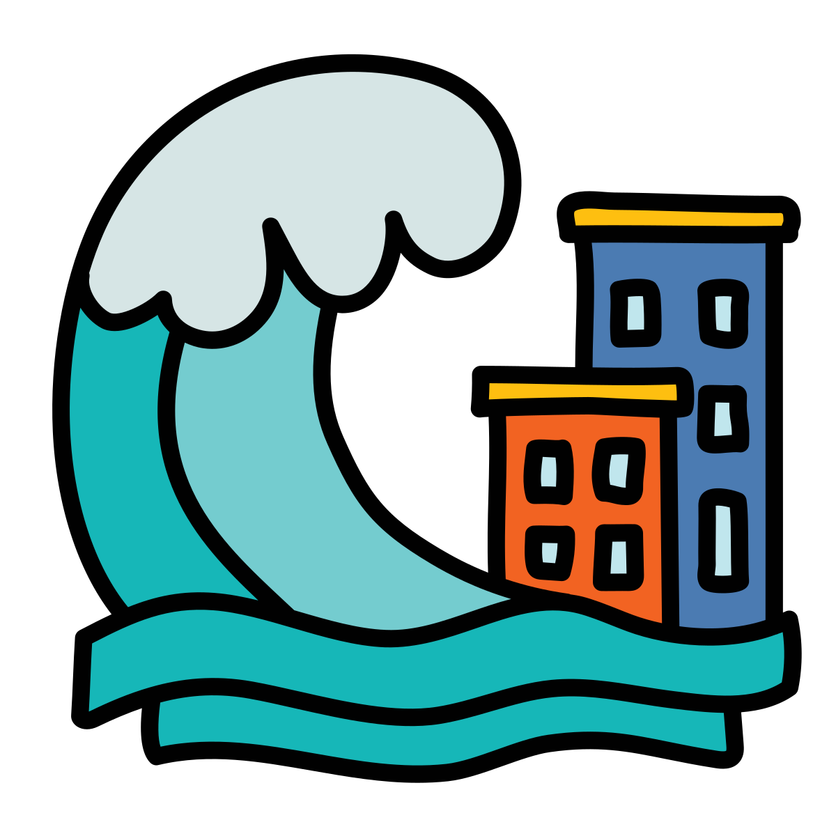 doodle style tsunami icon