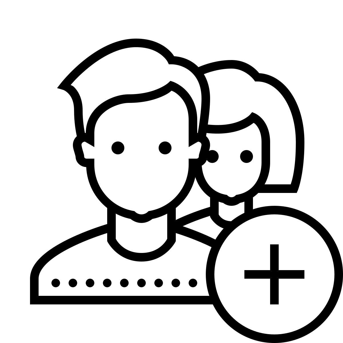 dotted style ajouter un groupe d'utilisateurs homme femme icon