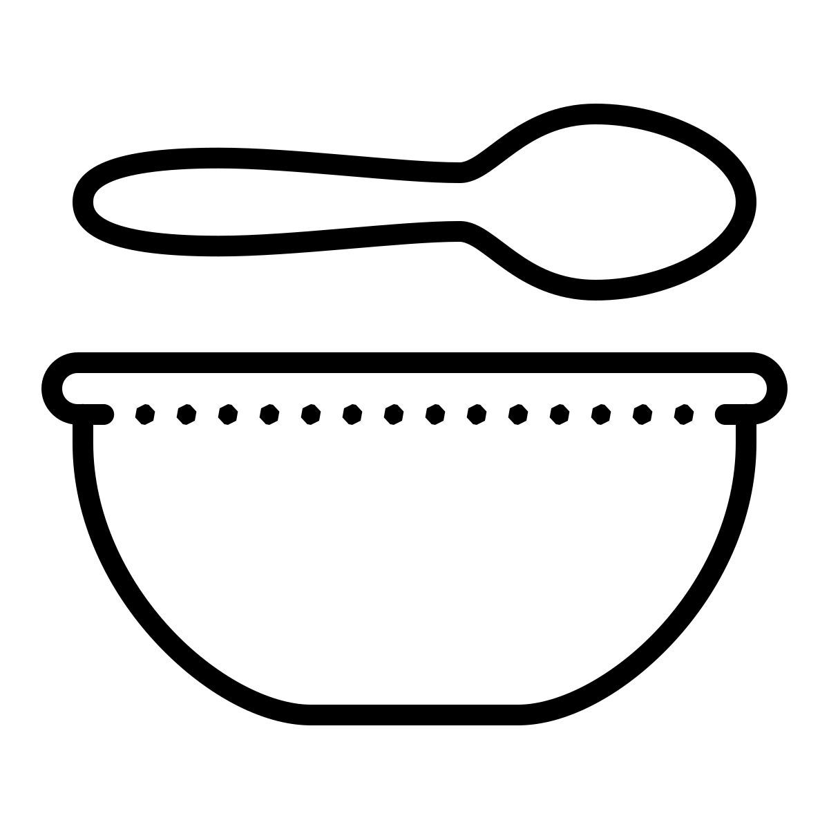 dotted style tazón con cuchara icon