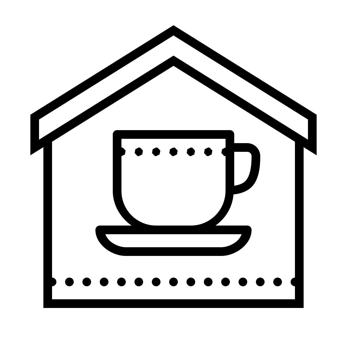 dotted style edificio de cafetería icon