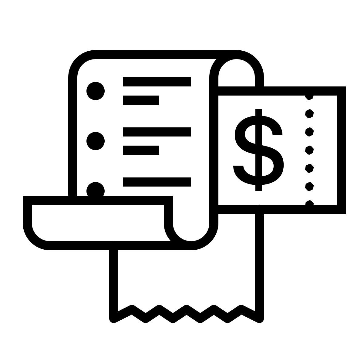 dotted style cash receipt icon