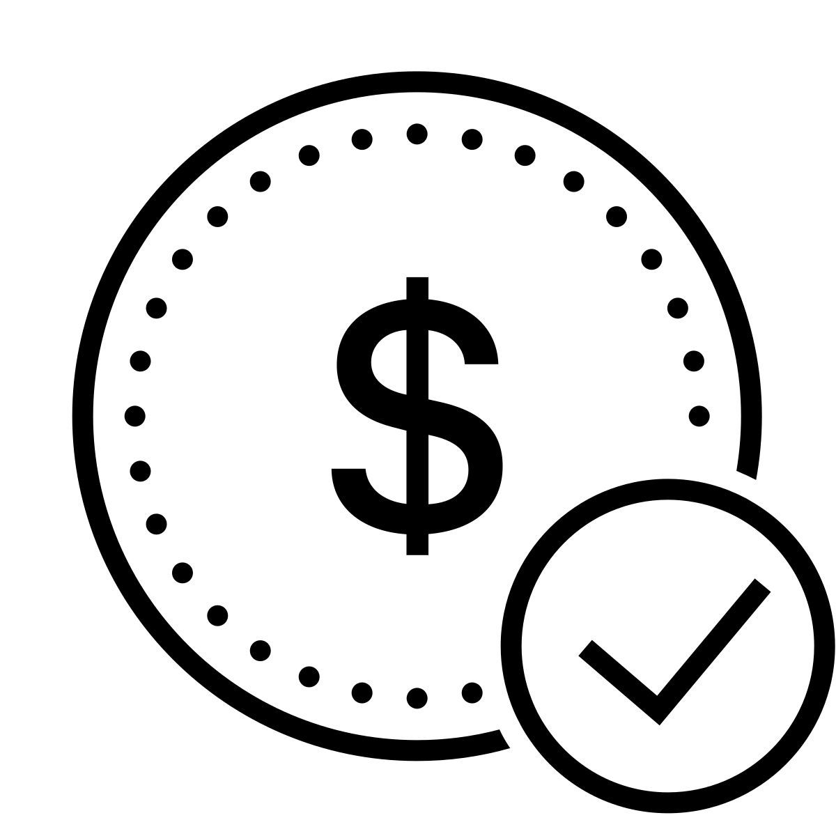 dotted style cheque dolar icon