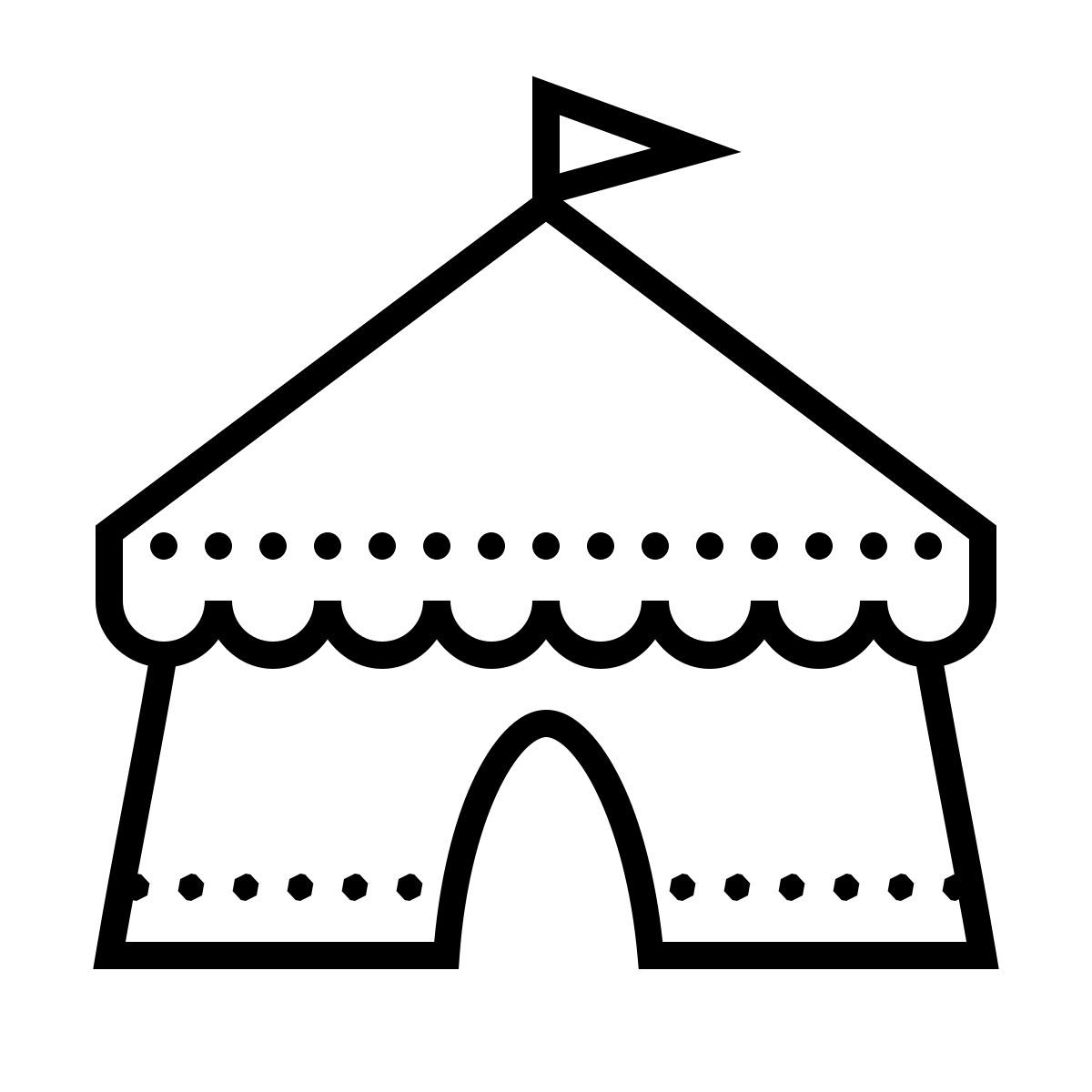 dotted style circus tent icon