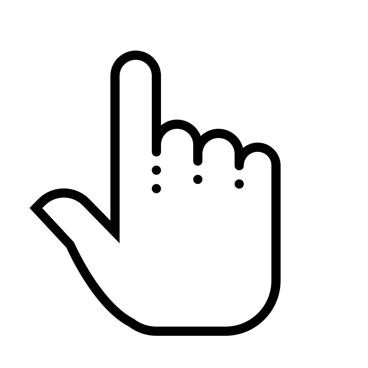 dotted style finger und daumen icon