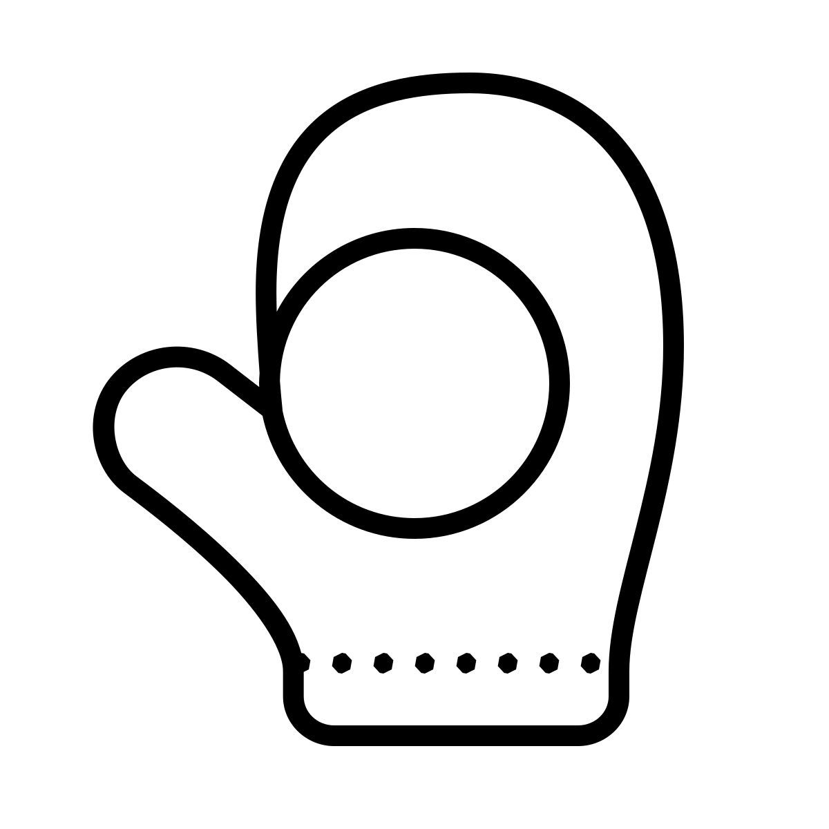 dotted style glove with snowball icon