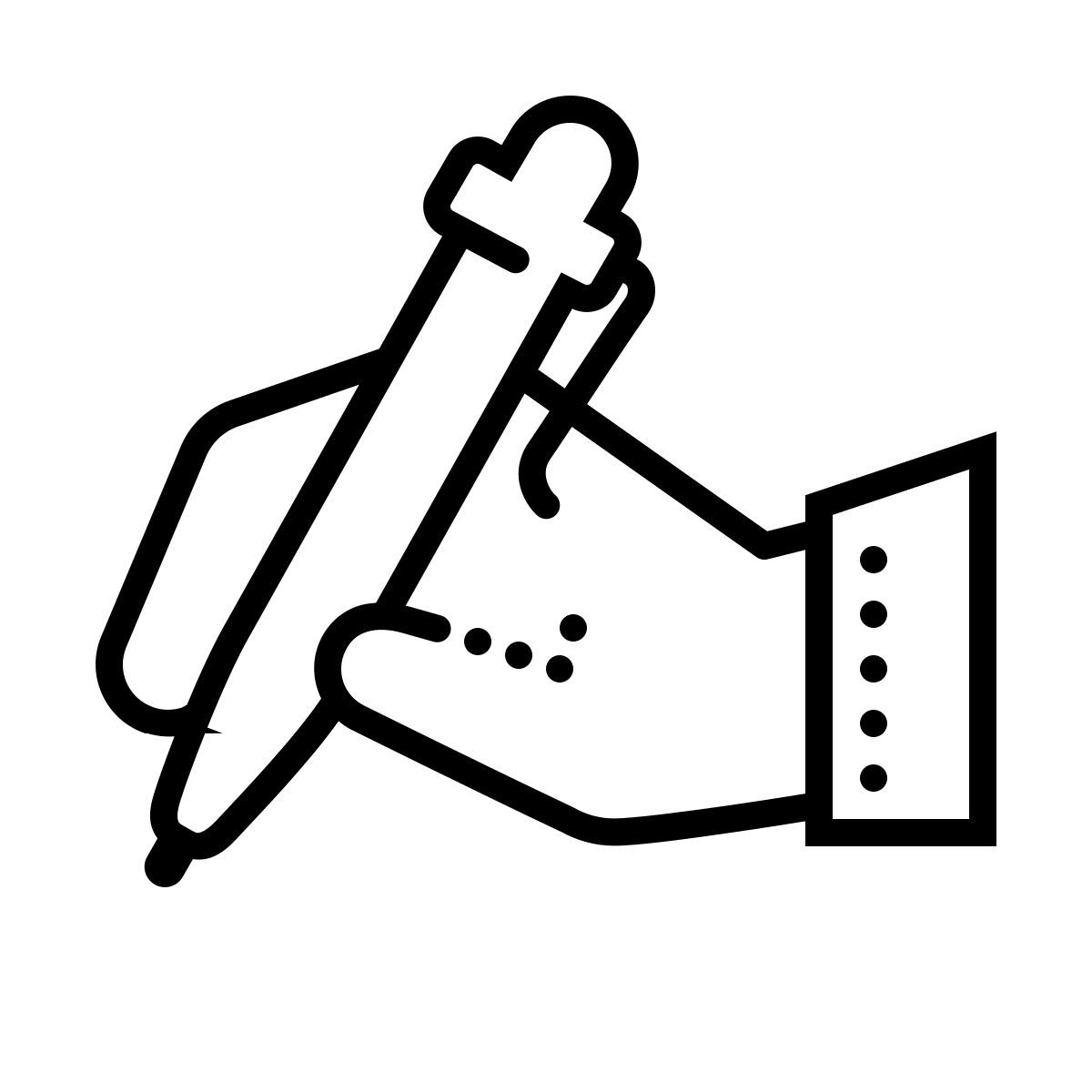 dotted style hand mit stift icon