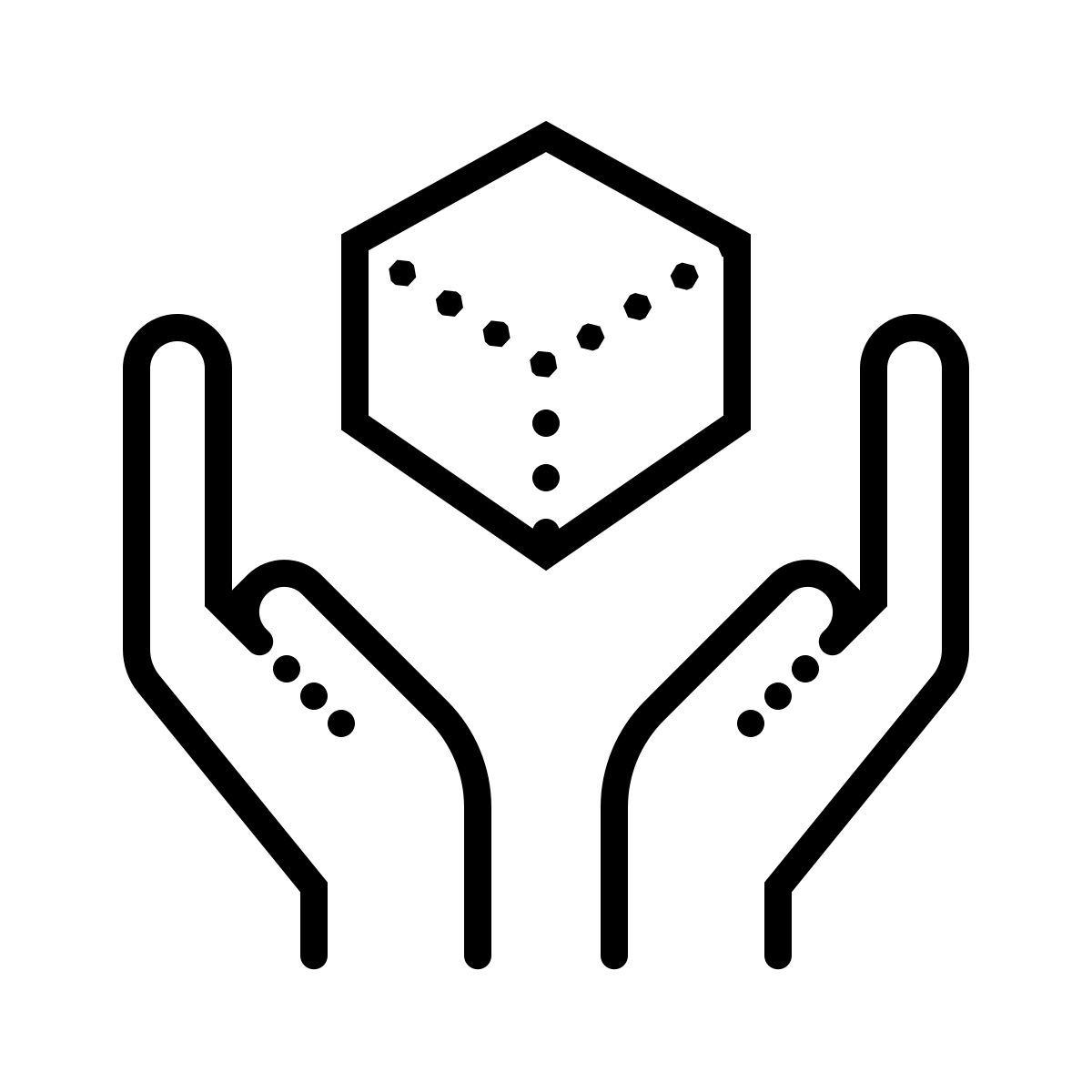 dotted style handle with care icon