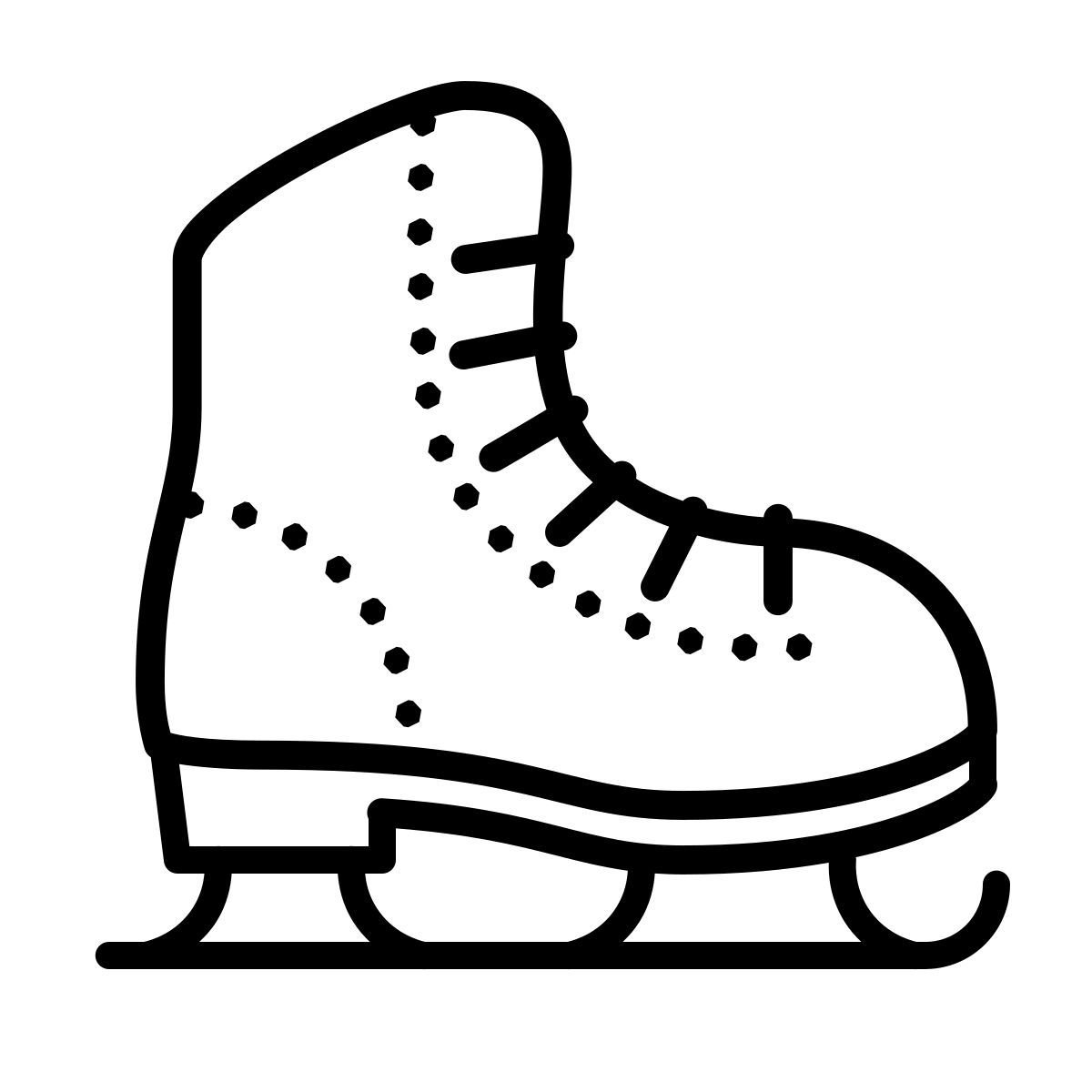 dotted style patín de hielo icon