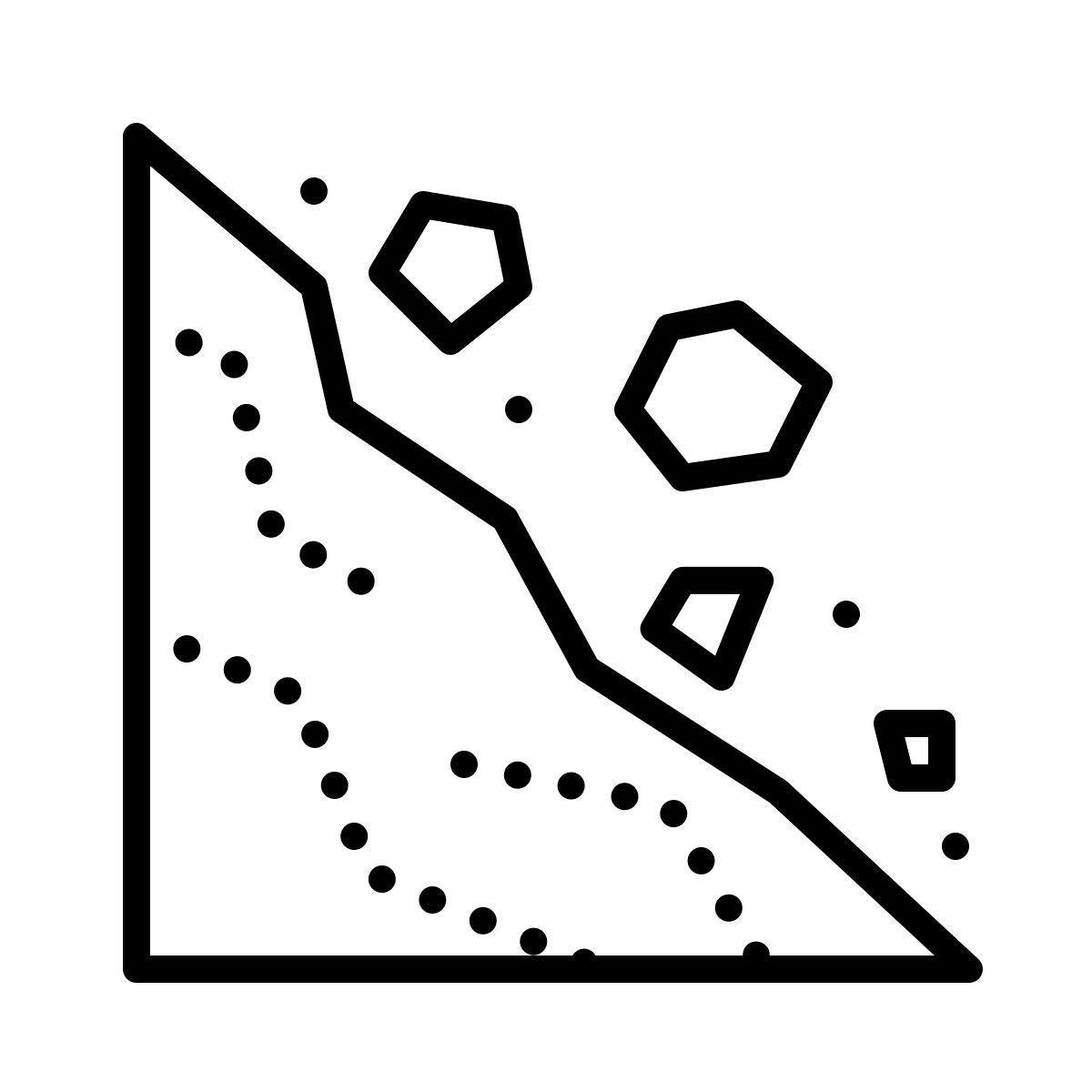 dotted style deslizamiento de tierra icon