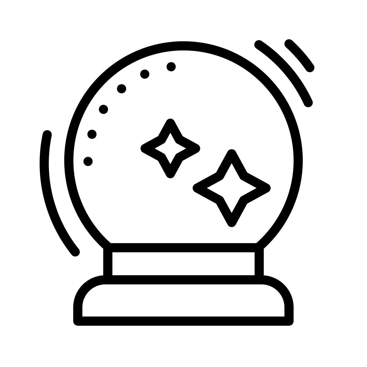dotted style magic crystal ball icon