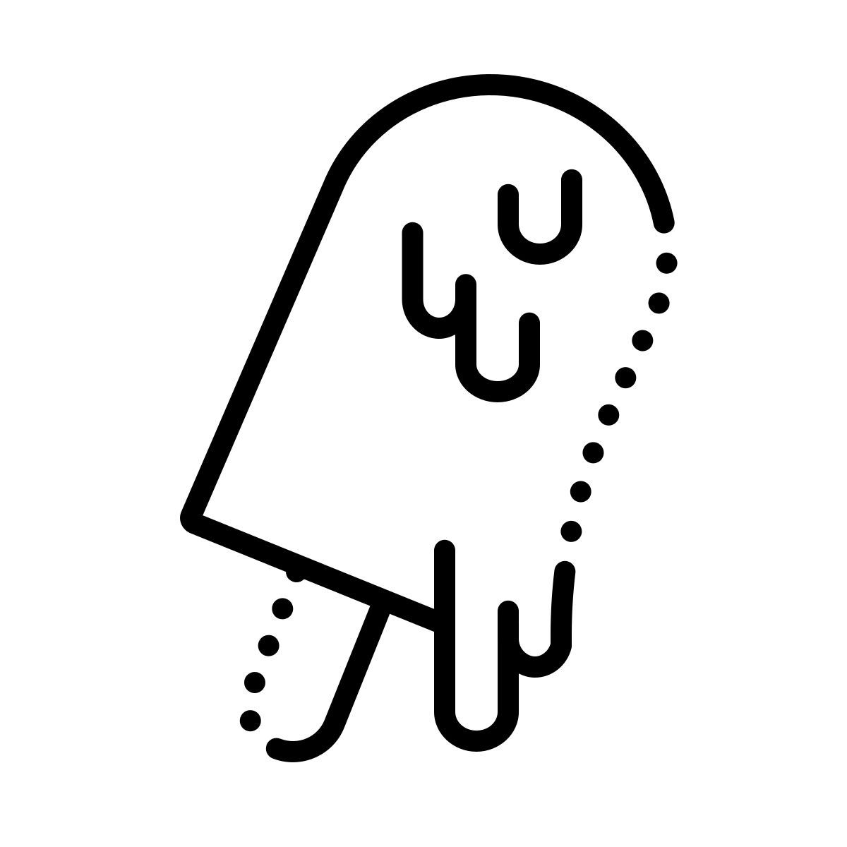 dotted style melting ice cream icon