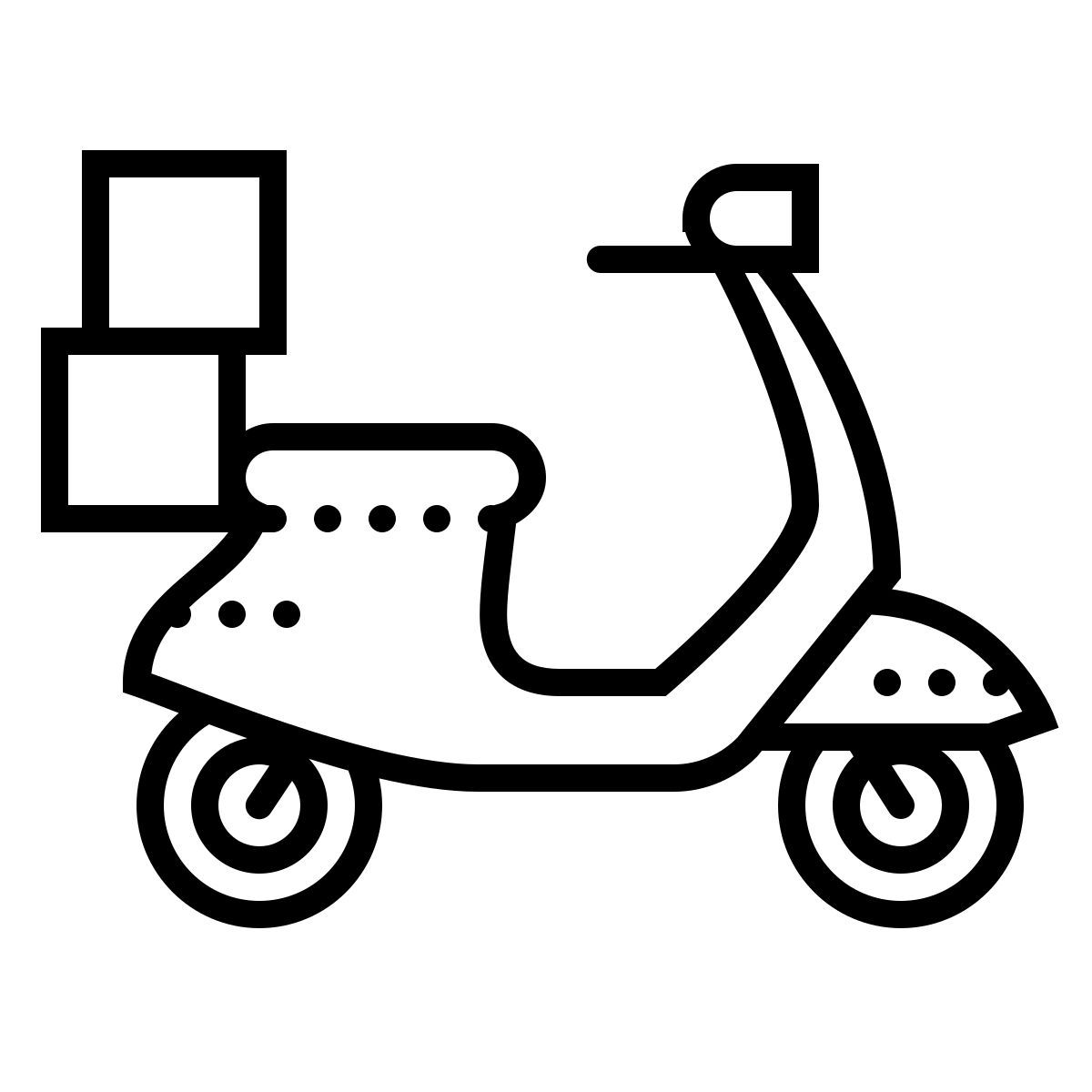 dotted style entrega moto varias cajas icon