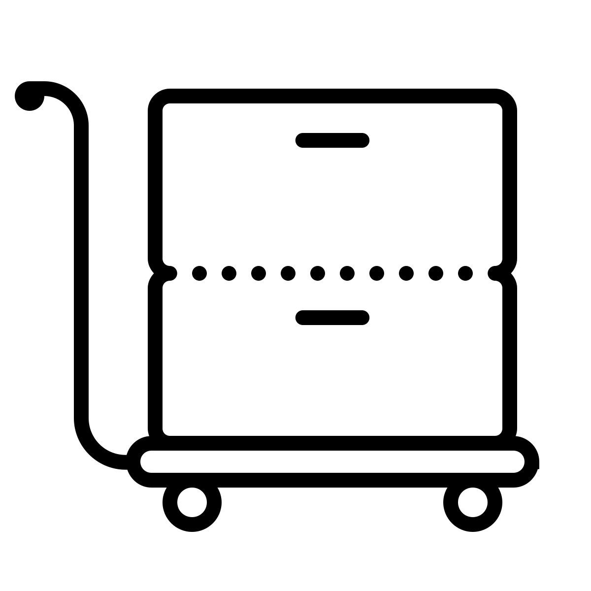 dotted style mit handwagen transportieren icon
