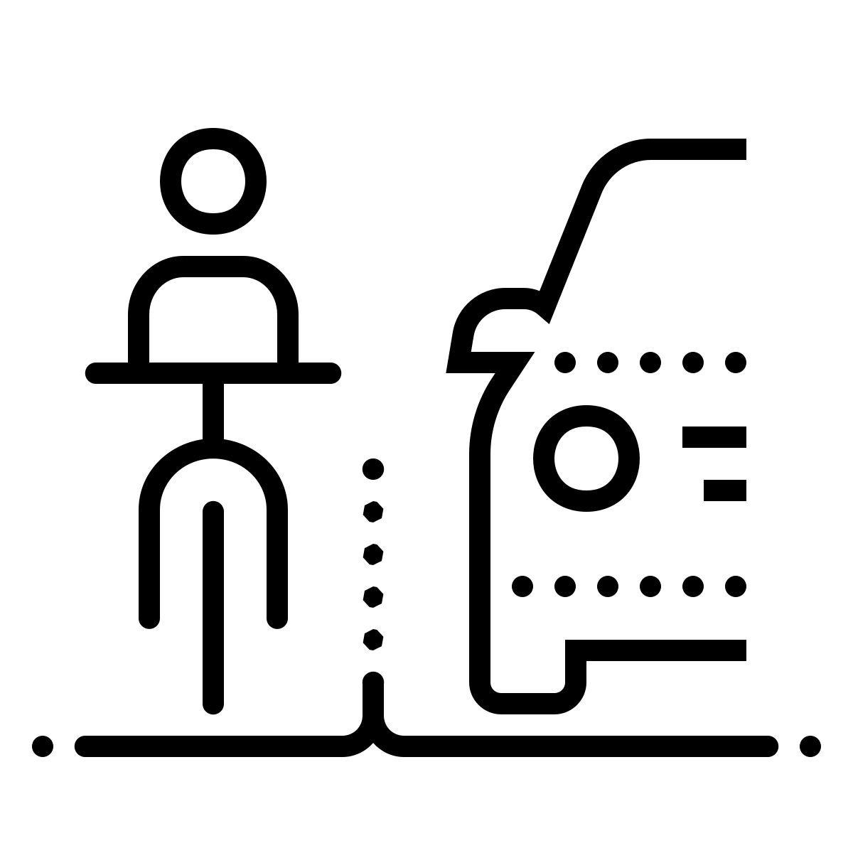 dotted style carril bici protegido icon
