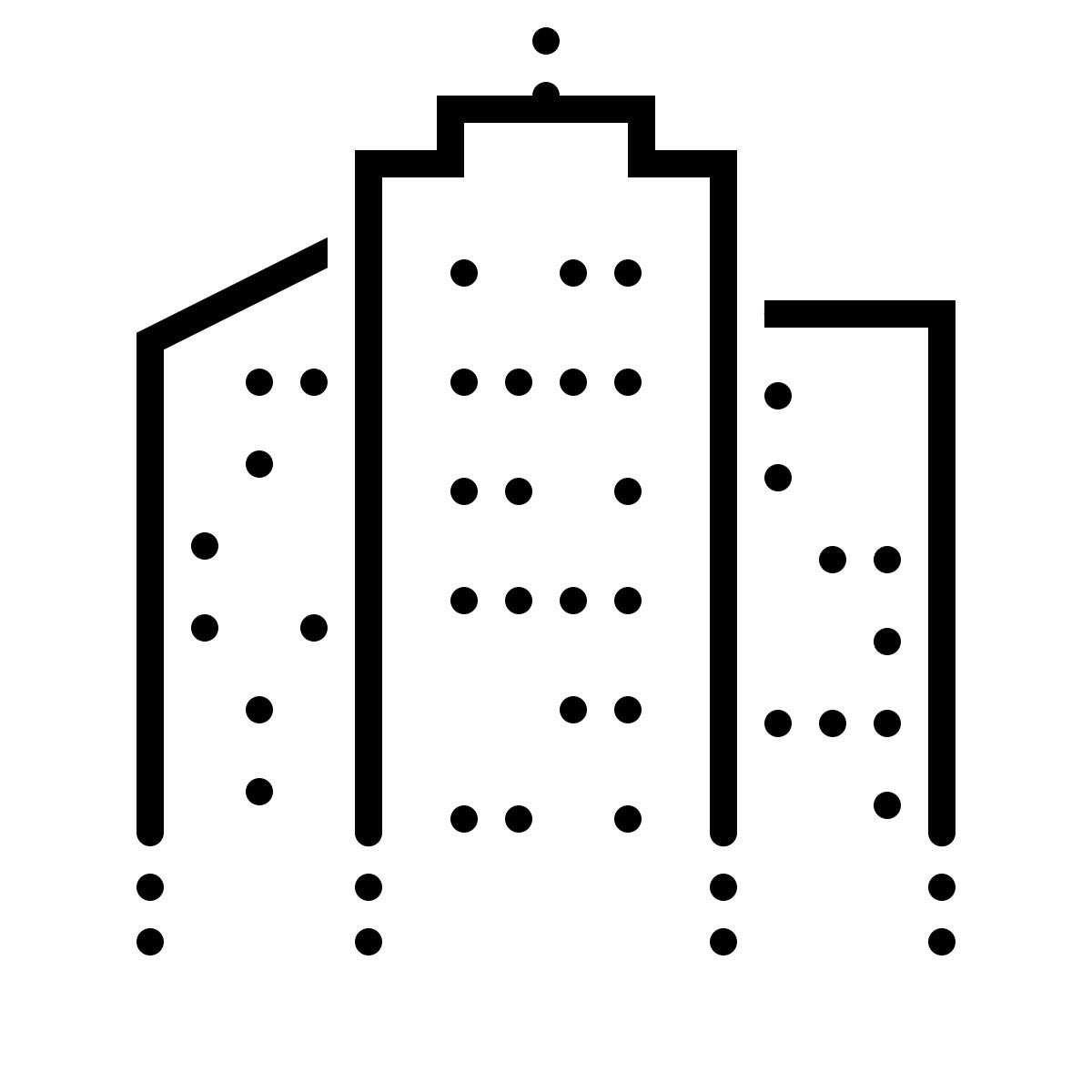 dotted style grattacieli icon
