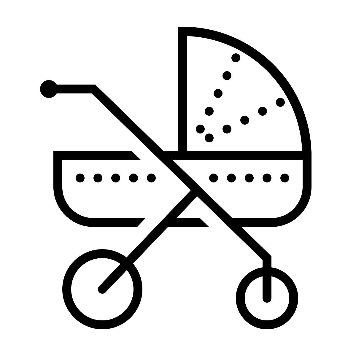 dotted style coche de niño icon