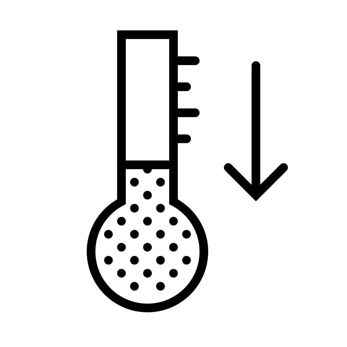 dotted style termometro giù icon