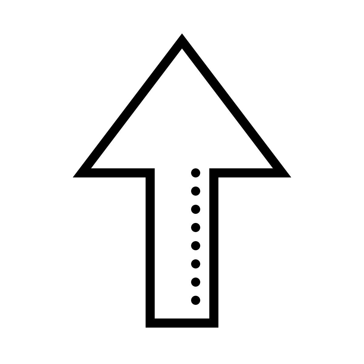 dotted style thick arrow pointing up icon