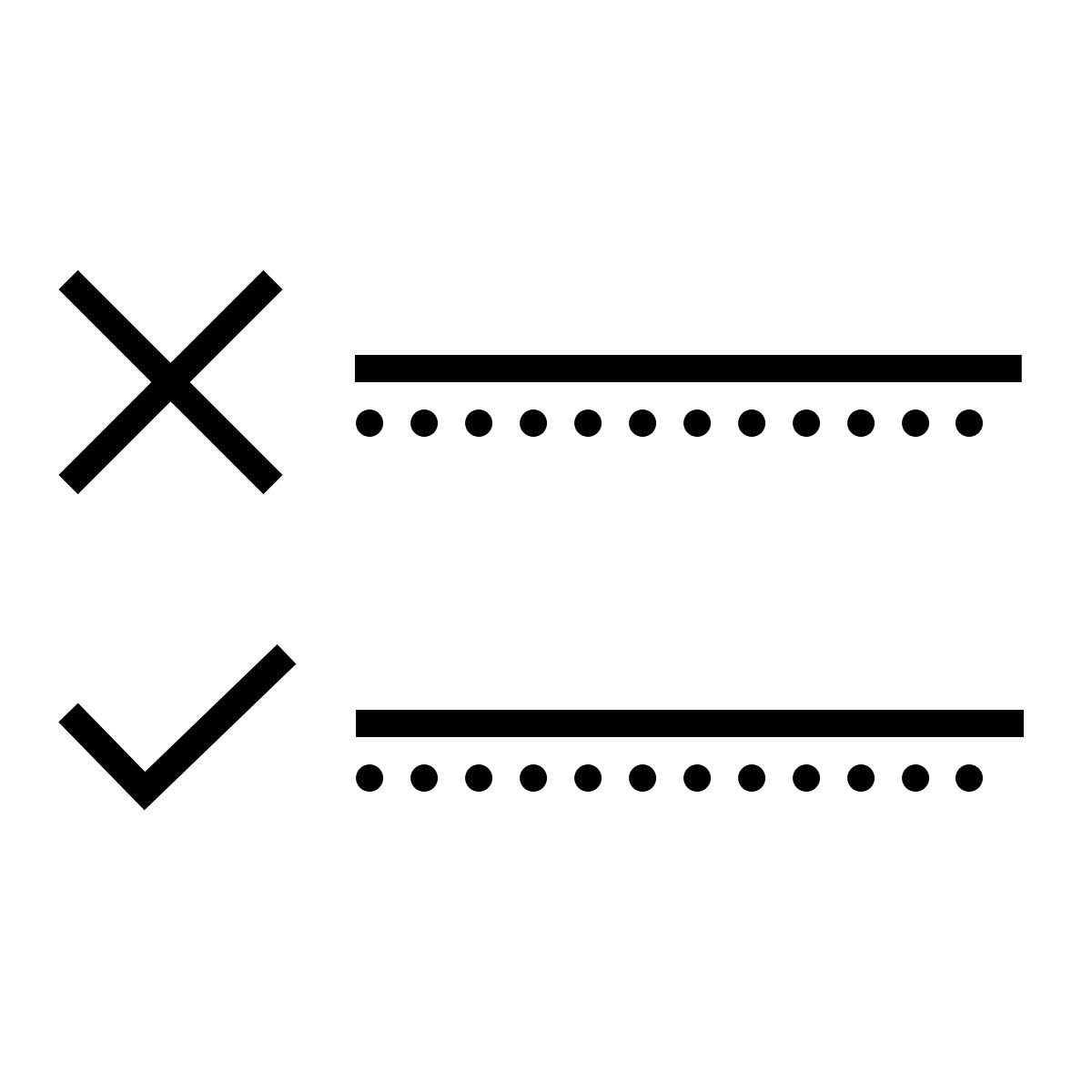 dotted style wahr / falsch icon