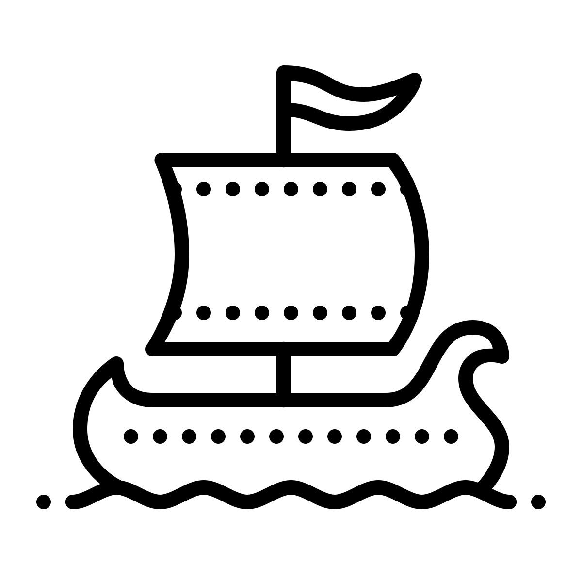 dotted style navire viking icon