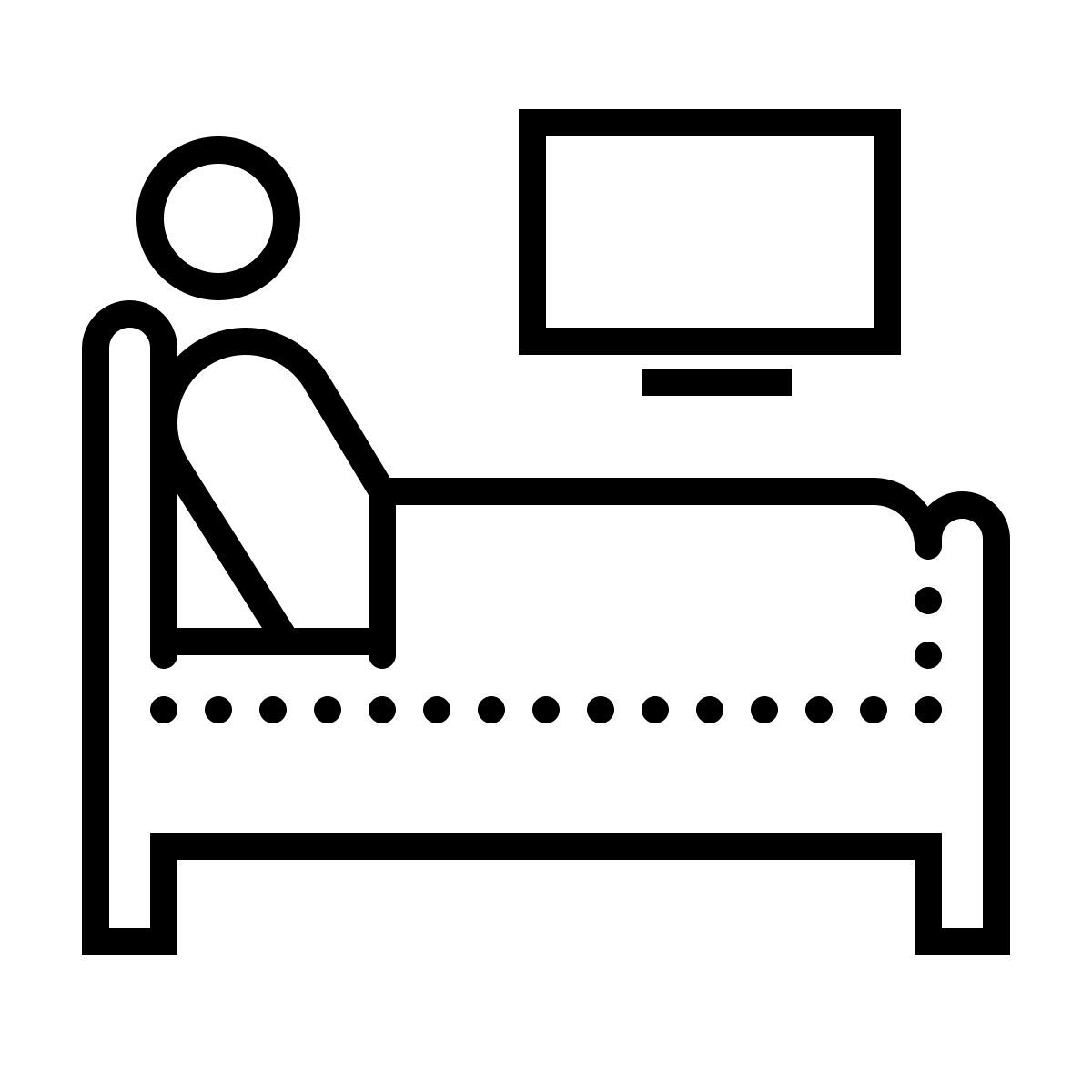 dotted style im bett fernsehen icon