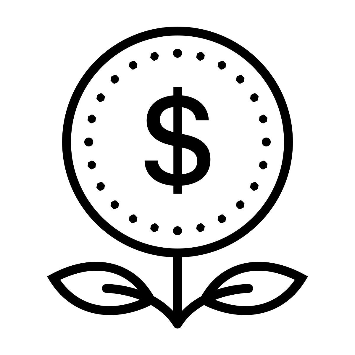 dotted style 약한 금융 성장 icon