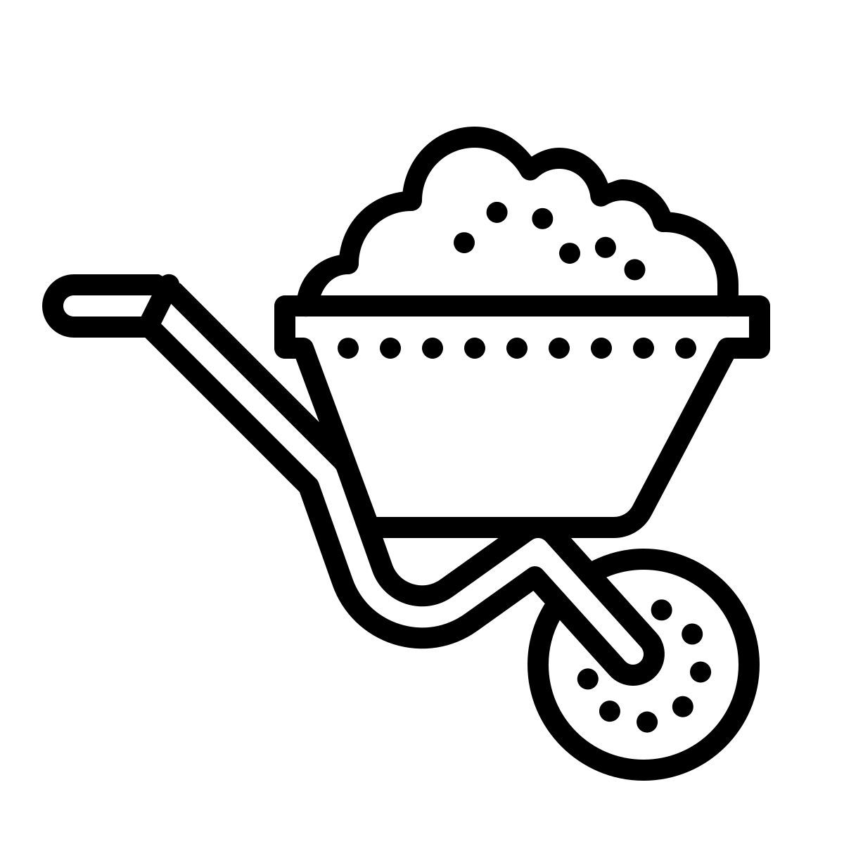dotted style wheelbarrow icon