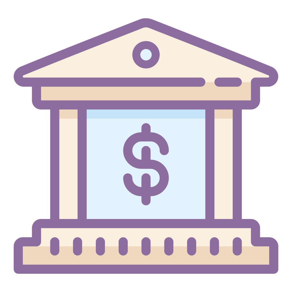 cute color style bâtiment de banque icon