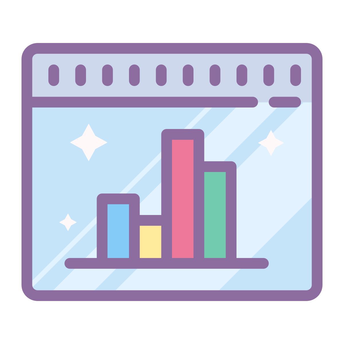 cute color style bar graph icon