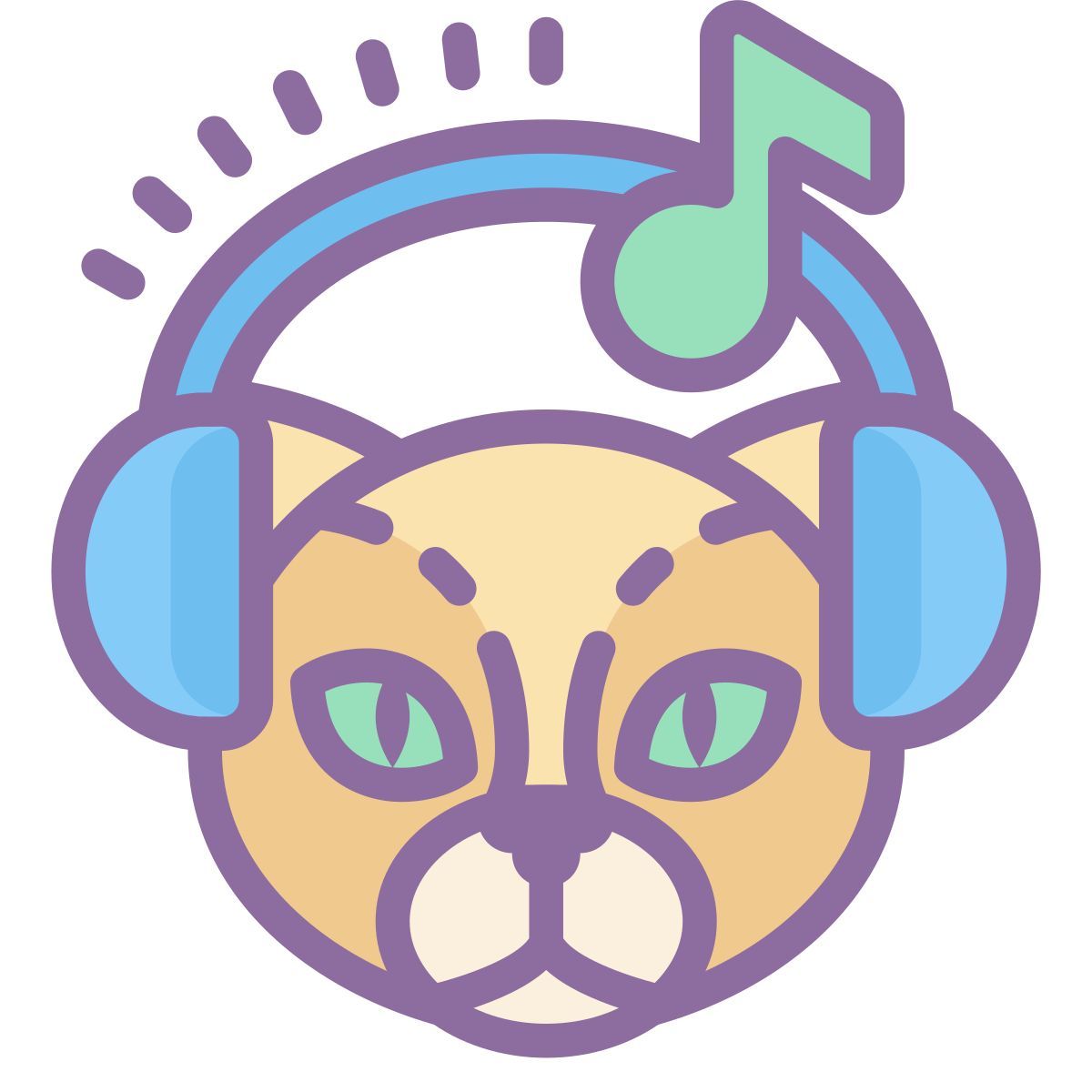 cute color style cat music icon