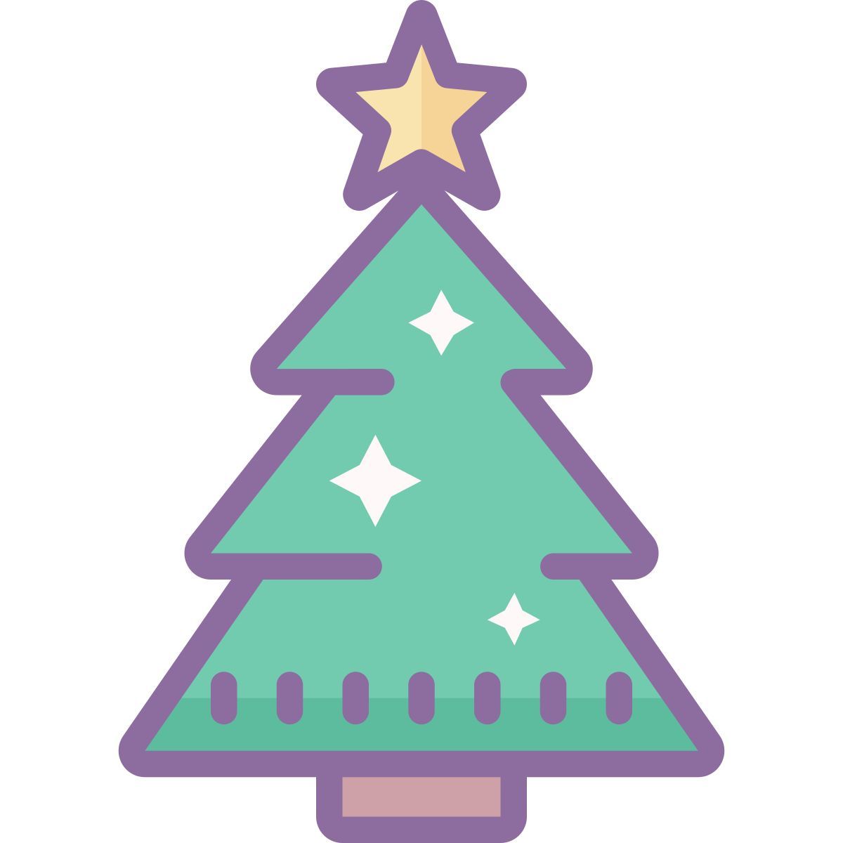 cute color style christmas tree icon