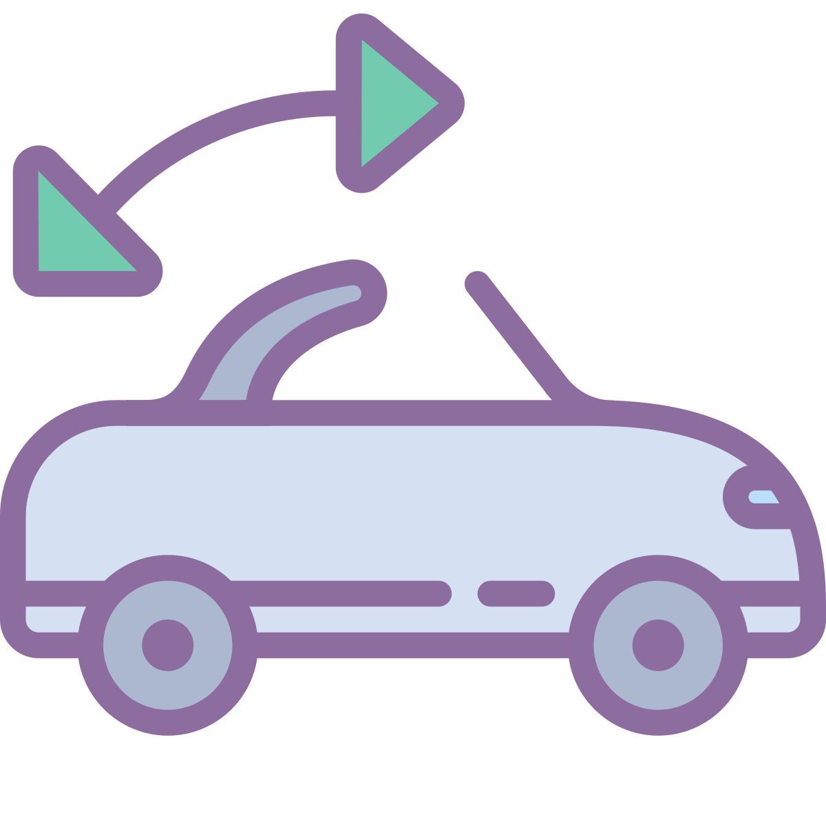 cute color style 컨버터블 지붕 경고 icon